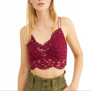 Free People Bralette Mulberry Lace Celine Longline Bralette size Small